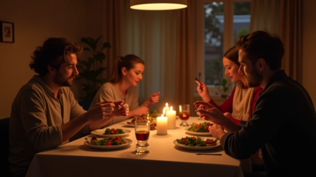 Famille réunie autour d'une table à manger