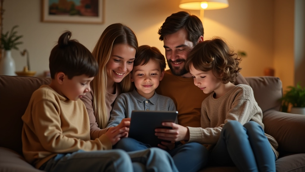 Famille belge analysant son temps d'écran